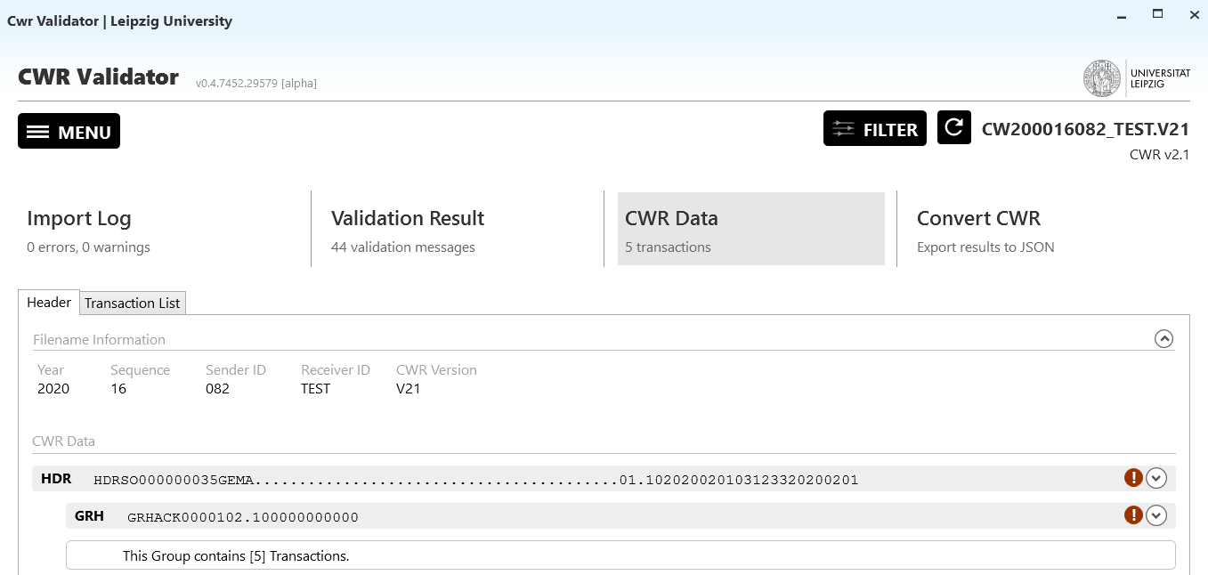 Loading a CWR